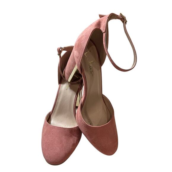 Lulus Chic Laura Mauve Suede Ankle Strap Block 4" inch Heel US 8.5 - Picture 3 of 12
